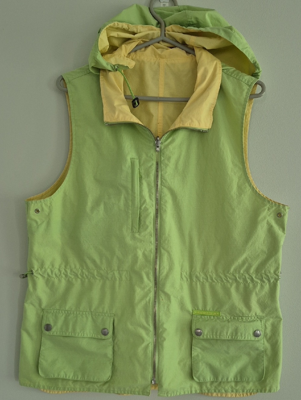 Lauren Ralph Lauren Lime Green & Butter Yellow Reversible Vest Drawstring Waist